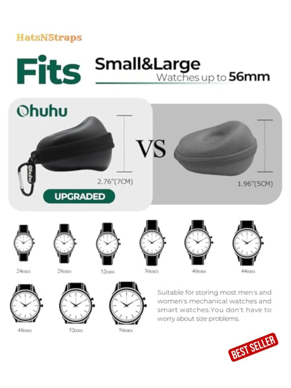Portable Single Watch Storage Organizer with 56mm Heightened Design